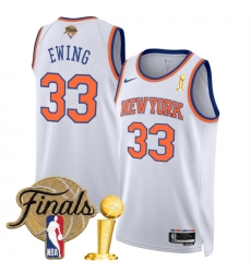 New Yok Knicks  33 Patrick Ewing White 2026 Finals Patch Association Edition Stitched Basketball Jersey