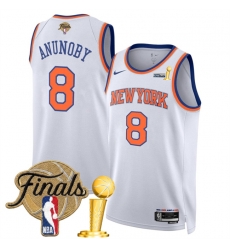 New Yok Knicks  8 OG Anunoby White 2026 Finals Patch And Finals Champions Patch Association Edition Stitched Basketball Jersey