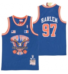 Men B&R Remix Jersey New York Kicks 97 Harlem Blue Throwback Jersey