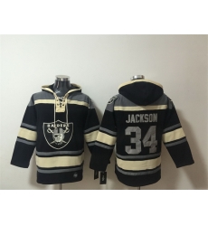 Men Las Vegas Raiders  34 Bo Jackson Black Ageless Must Have Lace Up Pullover Hoodie