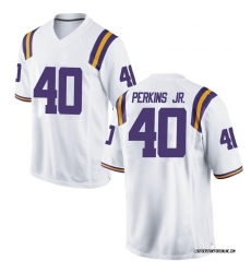 Men LSU Tigers Harold Perkins Jr. #40 White Stitched Jersey