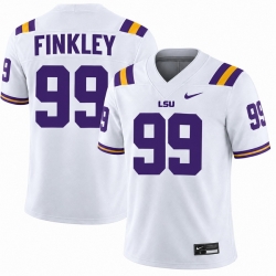 Men LUS Tigers 99 Finkley White Stitched NCAA Football Stitched Jersey
