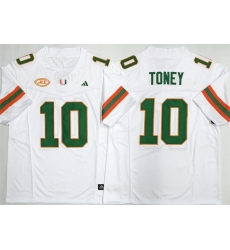 Men Miami Hurricanes 10 Malachi Toney White F U S E 2026 Stitched Football Jersey Men Miami Hurricanes 10 Malachi Toney White F U S E 2026 Stitched Football Jersey