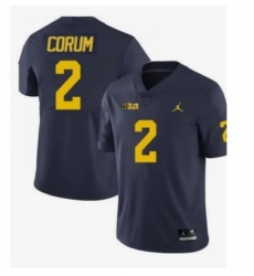 Men Michigan Wolverines Blake Corum #2 Navy High School Jersey