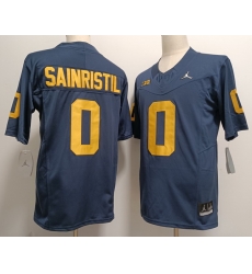 Men Women Youth Michigan Wolverines Mike Sainristil #0 Navy High School F U S E Stitched Jersey