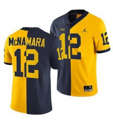 Michigan Wolverines 2021 22 Cade Mcnamara Navy Maize Split Edition College Football Jersey