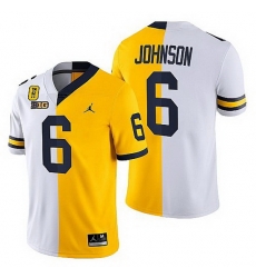 Michigan Wolverines Cornelius Johnson White Maize Tm 42 Patch Split Limited Edition Jersey