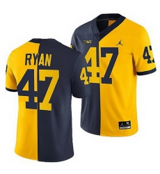 Michigan Wolverines Jake Ryan Navy Maize Split Edition Nfl Alumni Jersey