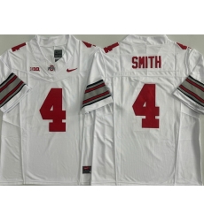 Men Ohio State Buckeyes White #4 Jeremiah Smith Stitched NCAA Jersey