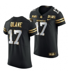 Ohio State Buckeyes Chris Olave Black 2021 College Football Playoff Championship Golden Authentic Jersey