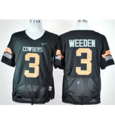 Oklahoma State Cowboys 3# Brandon Weeden Black Pro Combat NCAA Jerseys