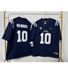 Men Ole Miss Rebels 10 Eli Manning Navy Blue F U S E Stitched Jersey