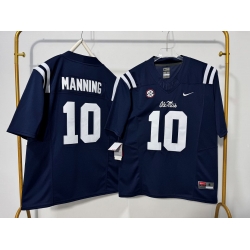 Men Ole Miss Rebels 10 Eli Manning Navy Blue F U S E Stitched Jersey