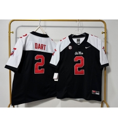 Men Ole Miss Rebels 2 Jaxson Dart Black White Thanksgiving F U S E Stitched Jersey