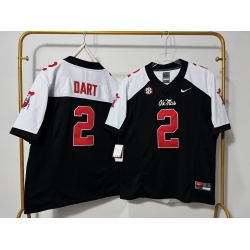Men Ole Miss Rebels 2 Jaxson Dart Black White Thanksgiving F U S E Stitched Jersey