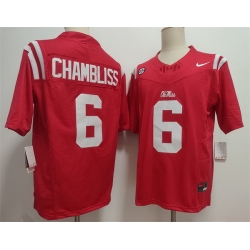 Men Ole Miss Rebels  6 Trinidad Chambliss Red 2025 F U S E  Stitched jersey