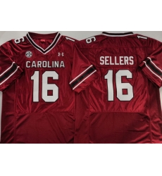 Men South Carolina Gamecock White #16 LaNorris SELLERS Red Stitched NCAA Jersey