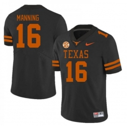 Men Texas Longhorn #16 Arch Manning Black SEC Patch F U S E Limited Jersey