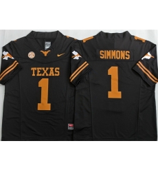 Men Texas Longhorns  1 Colin Simmons Black 2026 F U S E  Stitched Jersey