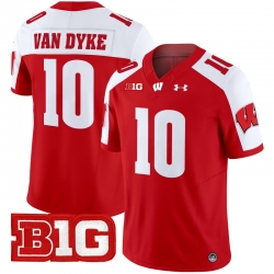 Men Youth Wisconsin Badgers 10 Tyler Van Dyke Red Alternate 2024 Vapor Limited Jersey All Stitched