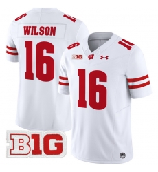 Men Youth Wisconsin Badgers 16 Russell Wilson White 2024 Vapor Limited Jersey All Stitched