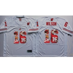 Wisconsin Badgers 16 Russell Wilson White Portrait Number College Jersey