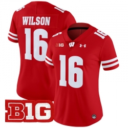 Women Wisconsin Badgers 16 Russell Wilson Red 2024 Vapor Limited Jersey All Stitched