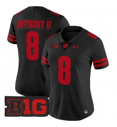 Women Wisconsin Badgers 8 Vinny Anthony II Black 2024 Vapor Limited Jersey All Stitched