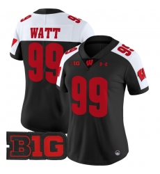 Women Wisconsin Badgers 99 J J Watt Black Alternate 2024 Vapor Limited Jersey All Stitched
