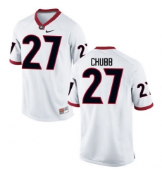 Men Georgia Bulldogs #27 Nick Chubb College Football Jerseys-White