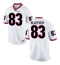 Men Georgia Bulldogs #83 Jeb Blazevich College Football Jerseys-White