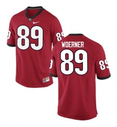 Men Georgia Bulldogs #89 Charlie Woerner College Football Jerseys-Red