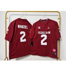 Men Texas A&M Aggies 2 Johnny Manziel Red F U S E Stitched Jersey