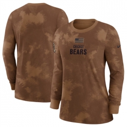 Women Chicago Bears Brown 2023 Salute To Service Long Sleeve T Shirt