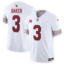 Men Arizona Cardinals 3 Budda Baker White 2023 F U S E  With 4 Star C Patch Vapor Untouchable F U S E  Limited Stitched Football Jersey