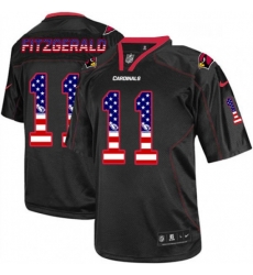 Men Nike Arizona Cardinals 11 Larry Fitzgerald Elite Black USA Flag Fashion NFL Jersey