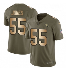 Men Nike Arizona Cardinals 55 Chandler Jones Limited OliveGold 2017 Salute to Service NFL Jersey