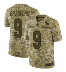 Nike Cardinals #9 Sam Bradford Camo Mens Stitched NFL Limited 2018 Salute to Service Jersey