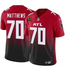 Men Atlanta Falcons 70 Jake Matthews Red Black 2025 F U S E With 4 Star C Patch Vapor Untouchable Limited Stitched Football Jersey