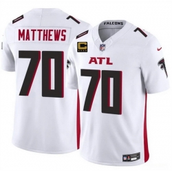 Men Atlanta Falcons 70 Jake Matthews White 2025 F U S E With 4 Star C Patch Vapor Untouchable Limited Stitched Football Jersey