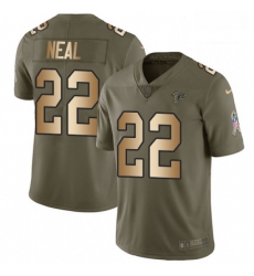 Men Nike Atlanta Falcons 22 Keanu Neal Limited OliveGold 2017 Salute to Service NFL Jersey