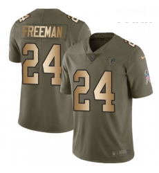 Youth Nike Atlanta Falcons 24 Devonta Freeman Limited OliveGold 2017 Salute to Service NFL Jersey