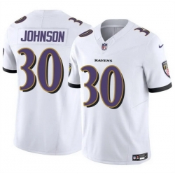 Men Baltimore Ravens 30 D 27Ernest Johnson White 2025 F U S E  Vapor Limited Football Jersey