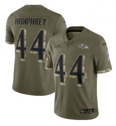 Men Baltimore Ravens 44 Marlon Humphrey Olive 2022 Salute To Service Limited Stitched Jersey