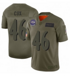 Men Baltimore Ravens 46 Morgan Cox Limited Camo 2019 Salute to Service Football Jersey