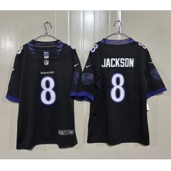 Men Baltimore Ravens  8 Lamar Jackson Black 2026 Alternate Vapor Stitched Limited Football Jersey