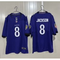 Men Baltimore Ravens  8 Lamar Jackson Purple 2026 Vapor Stitched Limited Football Jersey