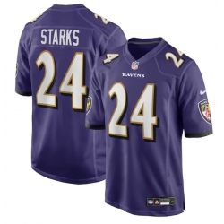 Men Nike Malaki Starks #24 Purple Baltimore Ravens 2025 NFL Jersey