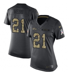 Nike Ravens #21 Lardarius Webb Black Womens Stitched NFL Limited 2016 Salute to Service Jersey