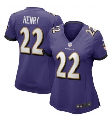 Women Baltimore Ravens 22 Derrick Henry Purple Football Jersey